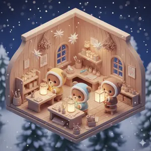 Isometric Kawaii Baby Bears Scene Prompt - Nano Banana Pro AI Prompt for Animal / Creature