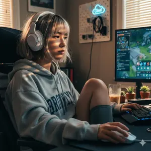 Cinematic Golden Hour Gaming Setup Portrait - Nano Banana Pro AI Prompt for Social Media Post