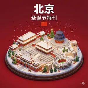Isometric 3D Miniature City Diorama with Holiday Theme