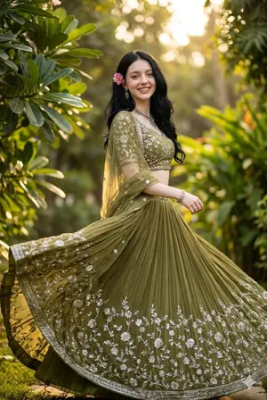 Indian Fashion Portrait in Garden