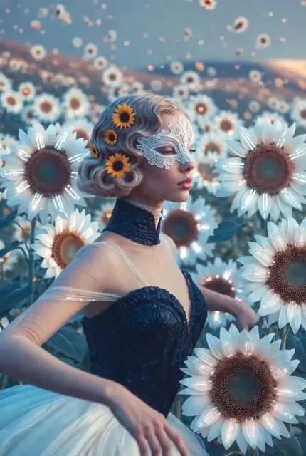 Sunflower spirit ballerina in a dreamy pastel garden video generation — AI 이미지 프롬프트 예시