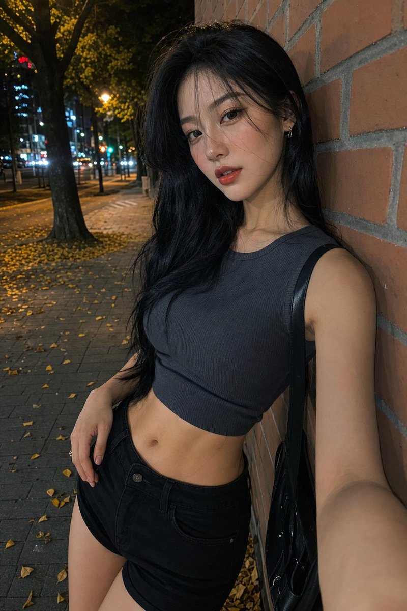 Night Street Fashion Selfie