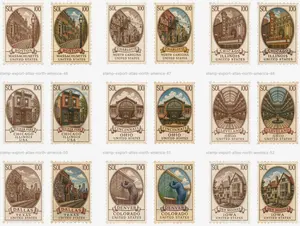 Vintage North America Stamp Grid