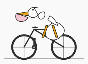 Minimal Pelican Riding Bicycle
