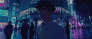 Faceless Anime Neon City Night