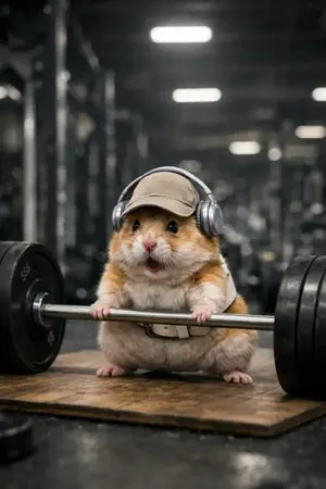 Cinematic Hamster Deadlift Video Prompt - Nano Banana Pro AI Prompt for Game Asset