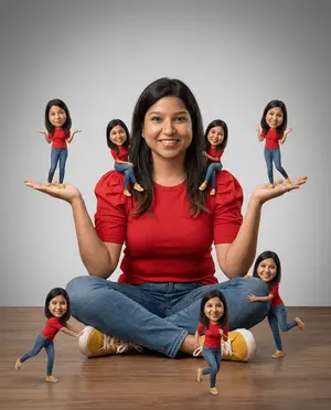Photorealistic Cinematic Portrait with Miniature Clones - Nano Banana Pro AI Prompt for Social Media Post