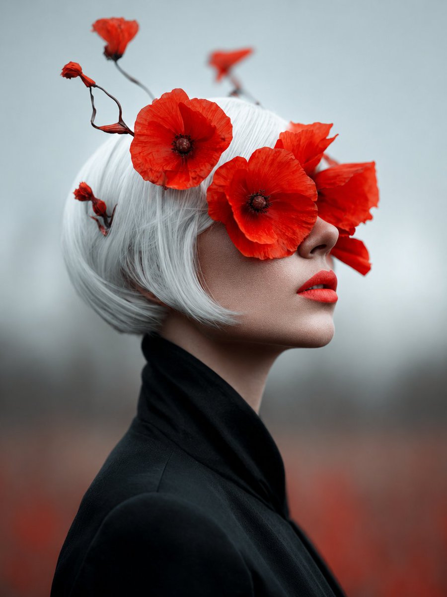 Lady of Red Poppies Portrait