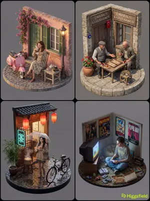 Isometric 3D Diorama with Living Human Texture - Nano Banana Pro AI Prompt for Game Asset