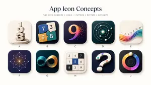 Number Puzzle App Icon Concepts