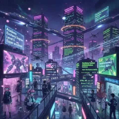 Rainy Encounter in Cyberpunk Academy — AI 이미지 프롬프트 예시