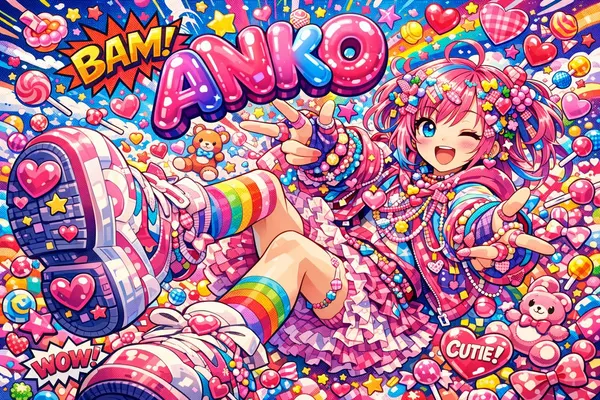 Harajuku Decora Pop Art Poster of Aniko — AI画像プロンプトの例