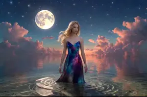 Full Moon Stained Glass Scene