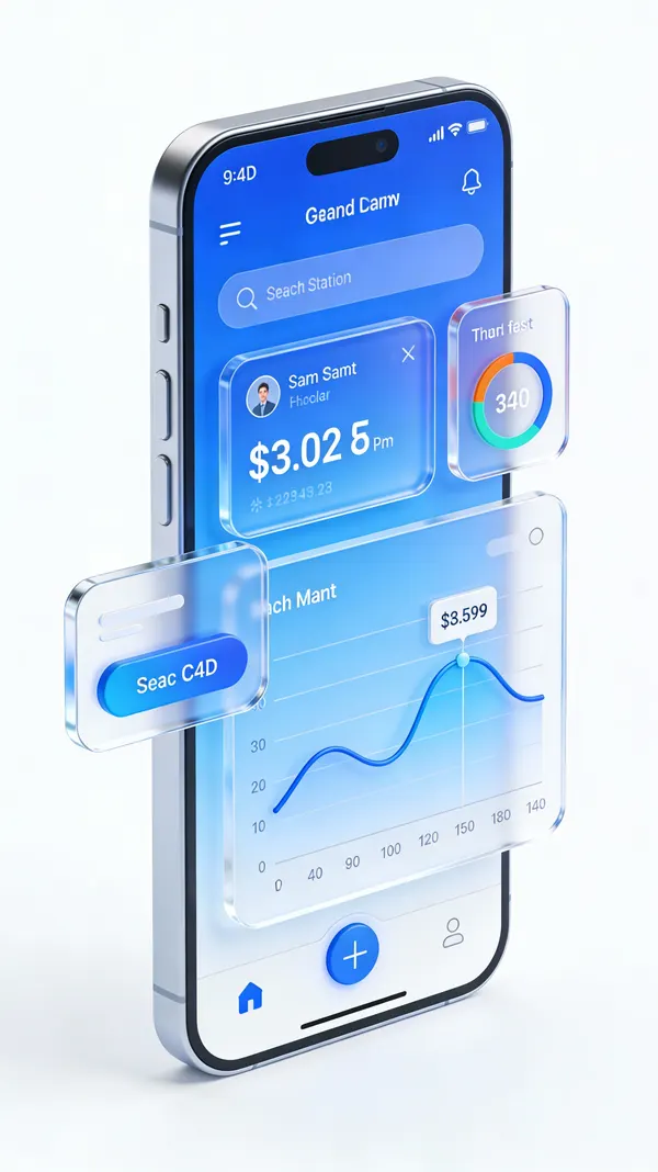 C4D-Style Finance App UI (Variant) — AI Image prompt example