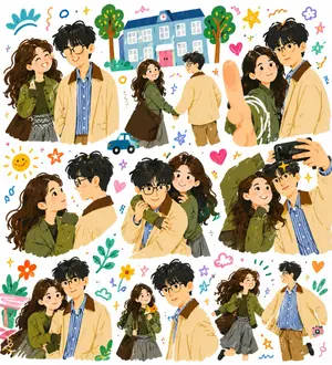 Whimsical Couple Diary Collage