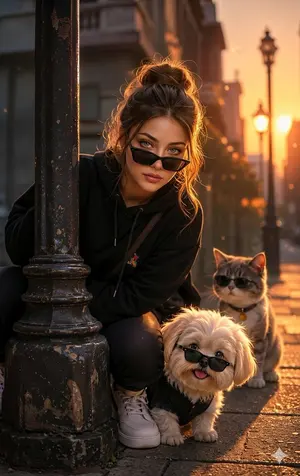 High-Fashion Street Photography with Pets - Nano Banana Pro AI Prompt for Social Media Post