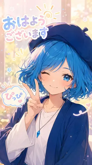 Pastel Anime Morning Greeting Portrait