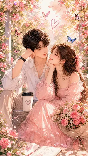 Watercolor Korean Couple Portrait
