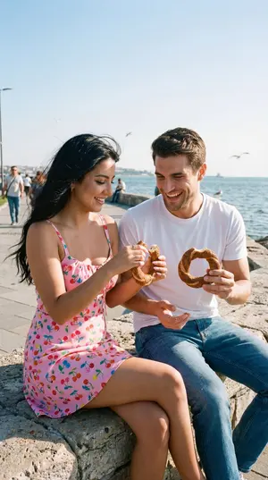 Photoreal Candid Street Romance Film Still Prompt (Moda Seaside) - Nano Banana Pro AI Prompt for Social Media Post