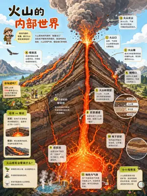 Volcano Cutaway Science Poster