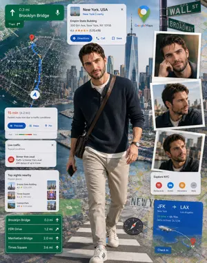Google Maps Inspired Digital Collage Poster