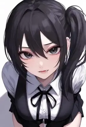 Anime style video prompt of a young woman delivering an insulting line