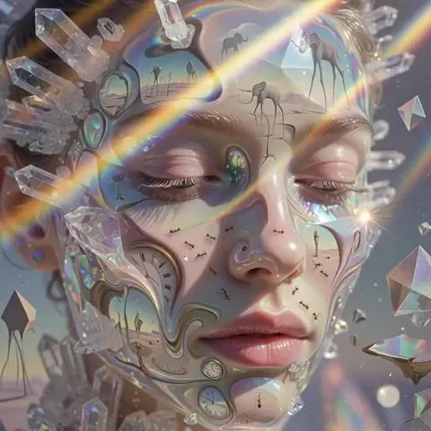 Surrealist Crystallized Face Transformation — AI Image prompt example