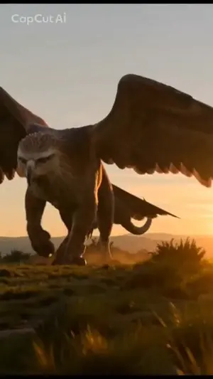 Mystical Griffin and Boy Encounter