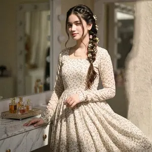 Vintage Floral Pakistani Dress Portrait