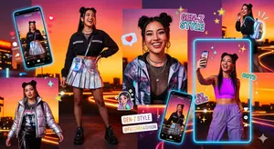 Gen-Z Neon Fashion Collage