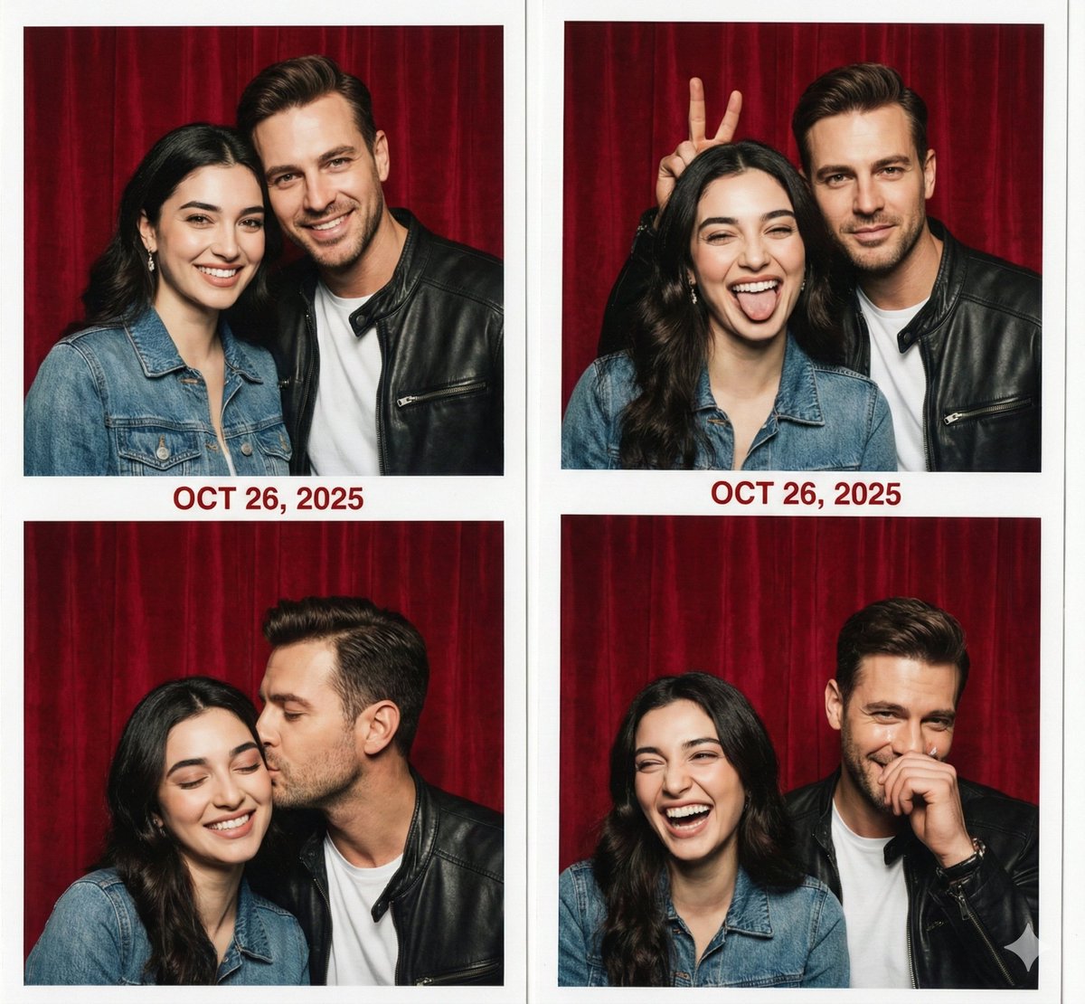 Retro Photo Booth Strip Prompt for a Couple - Nano Banana Pro AI Prompt for Social Media Post