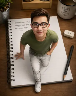 3D Sketch Illusion Girl Portrait