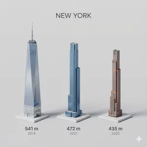 City tallest buildings 3D cartoon showcase prompt - Nano Banana Pro AI Prompt for Infographic / Edu Visual