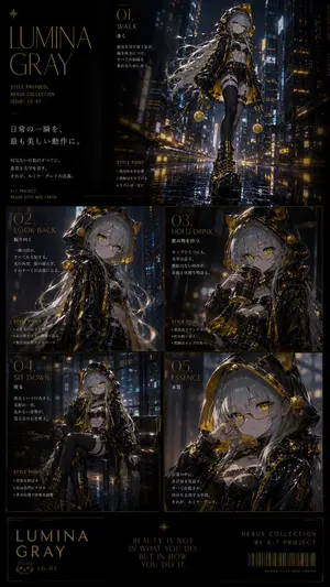 Lumina Gray Cyberpunk Fashion Editorial