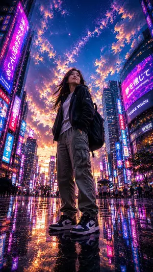 Fisheye Cyberpunk City Portrait