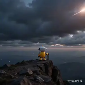 Epic Sci-Fi Scene Prompt: Robot on Mountain Peak