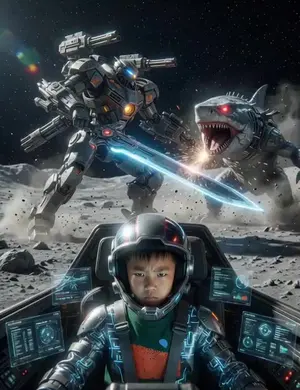 Giant Robot Pilot on Moon