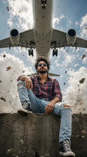 Extreme Low Angle Airplane Portrait