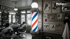 Classic 1920s Harlem Barbershop Scene with Color-Popping Barber Pole