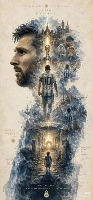 Lionel Messi Cinematic Watercolor Poster