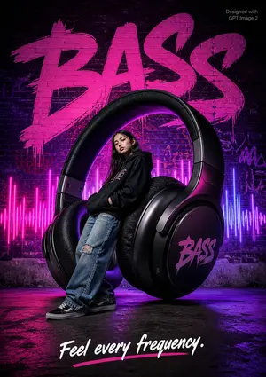 Streetwear BASS Headphones Poster