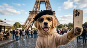 Dog Selfie at Eiffel Tower