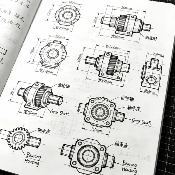 Mechanical Design Sketch Notes — AI 图像提示词示例