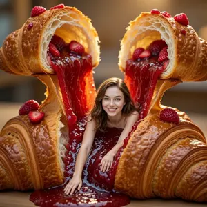 Surreal Woman Sliding Down Melted Ice Cream or Jam - Nano Banana Pro AI Prompt for Product Marketing