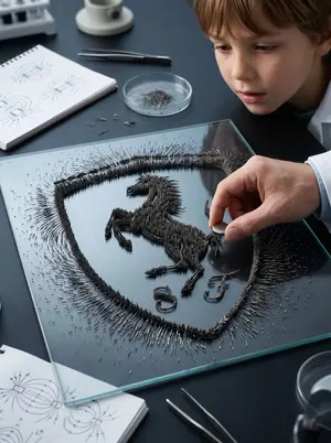 Magnetic Iron Filings Logo Scene