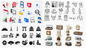 Four-Panel Icon Style Catalog