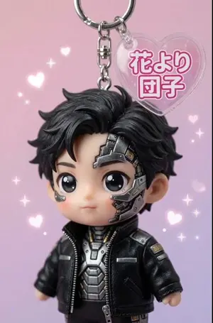 Realistic Dango AI Robot Keychain Animation