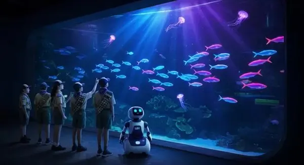 Monterey Bay Aquarium Neon Fish Video — AI Image prompt example