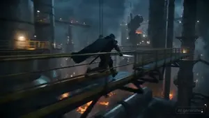 Ronin vs. Mechanical Beast Cinematic Prompt