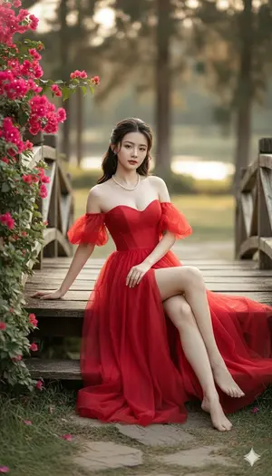 Cinematic Fine-Art Portrait of a Woman in a Red Gala Dress - Nano Banana Pro AI Prompt for Social Media Post
